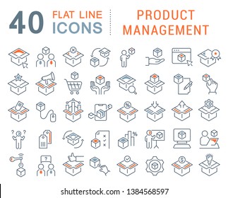 Set of vector line icons of product management for modern concepts, web and apps. 