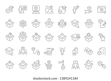 Set of vector line icons of product management for modern concepts, web and apps. 