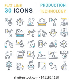 Set of vector line icons of production technology for modern concepts, web and apps.