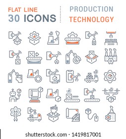Set of vector line icons of production technology for modern concepts, web and apps.