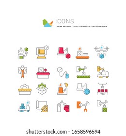 Set of vector line icons of production technology for modern concepts, web and apps.