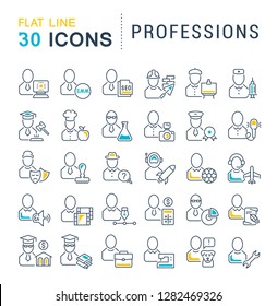 Set of vector line icons of professions for modern concepts, web and apps. 