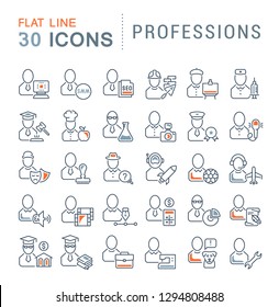 Set of vector line icons of professions for modern concepts, web and apps. 