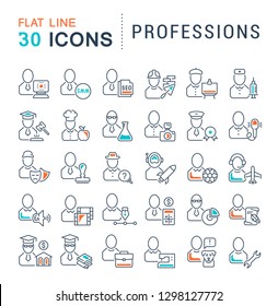 Set of vector line icons of professions for modern concepts, web and apps. 