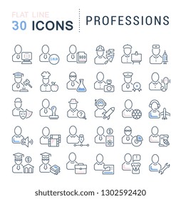 Set of vector line icons of professions for modern concepts, web and apps. 