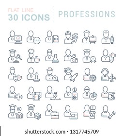 Set of vector line icons of professions for modern concepts, web and apps. 