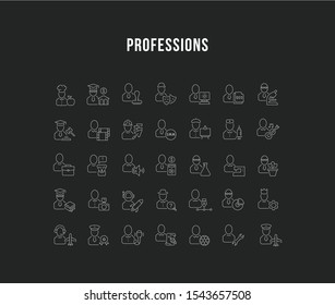Set of vector line icons of professions for modern concepts, web and apps. 