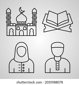 Set von Vektorliniensymbolen von Ramadan und Eid
