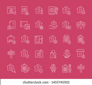 Set of vector line icons of real estate for modern concepts, web and apps. 