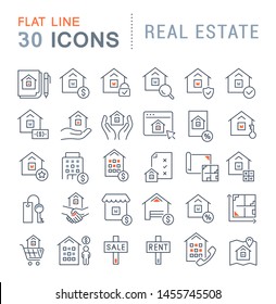 Set of vector line icons of real estate for modern concepts, web and apps. 