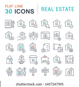 Set of vector line icons of real estate for modern concepts, web and apps. 