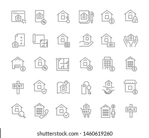 Set of vector line icons of real estate for modern concepts, web and apps. 