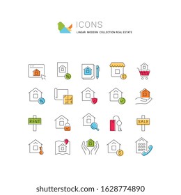 Set of vector line icons of real estate for modern concepts, web and apps. 