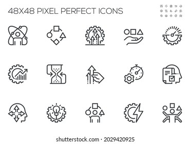 Set of Vector Line Icons Related to Efficiency. Performance, Productive, Multitasking. Editable Stroke. 48x48 Pixel Perfect. - Shutterstock ID 2029420925