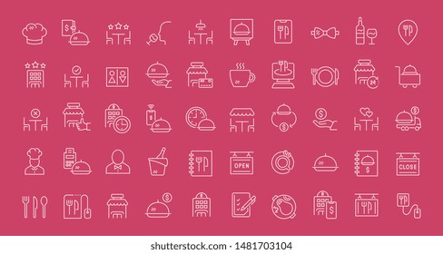 Set of vector line icons of restaurant business for modern concepts, web and apps. 