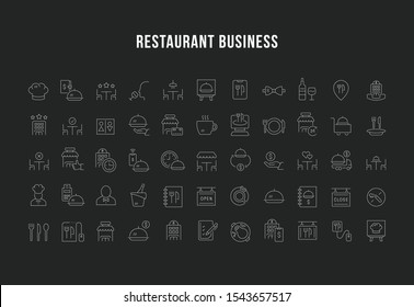 Set of vector line icons of restaurant business for modern concepts, web and apps. 