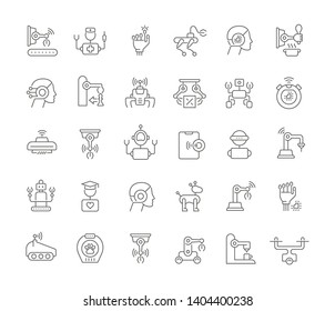 Set of vector line icons of robots for modern concepts, web and apps.