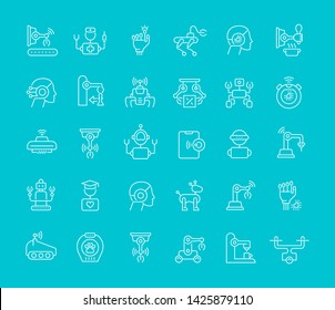 Set of vector line icons of robots for modern concepts, web and apps.