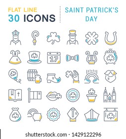 Set of vector line icons of saint patrick's day for modern concepts, web and apps. 