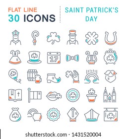 Set of vector line icons of saint patrick's day for modern concepts, web and apps. 