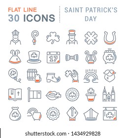 Set of vector line icons of saint patrick's day for modern concepts, web and apps. 