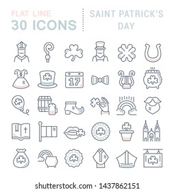 Set of vector line icons of saint patrick's day for modern concepts, web and apps. 