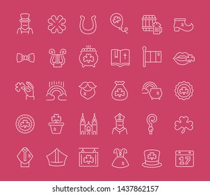 Set of vector line icons of saint patrick's day for modern concepts, web and apps. 