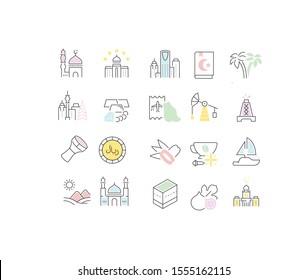 Set of vector line icons of Saudi Arabia for modern concepts, web and apps.