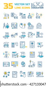 Set vector line icons school and education in flat design with elements for mobile concepts and web apps. Collection modern infographic logo and pictogram.