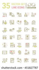 Set vector line icons school and education in flat design with elements for mobile concepts and web apps. Collection modern infographic logo and pictogram.