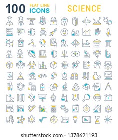 Set of vector line icons of science for modern concepts, web and apps. 