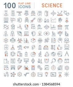 Set of vector line icons of science for modern concepts, web and apps. 