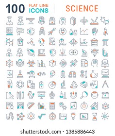 Set of vector line icons of science for modern concepts, web and apps. 