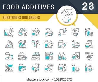 Set of vector line icons, sign and symbols of food additives for modern concepts, web and apps. Collection of infographics logos and pictograms.