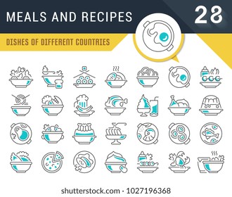 Set of vector line icons, sign and symbols of meals and recipes for modern concepts, web and apps. Collection of infographics logos and pictograms.