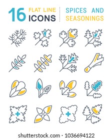 Set of vector line icons, sign and symbols with flat elements of greenery for modern concepts, web and apps. Collection of infographics logos and pictograms.