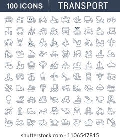 Set of vector line icons, sign and symbols of transport for modern concepts, web and apps. Collection of infographics elements, logos and pictograms.