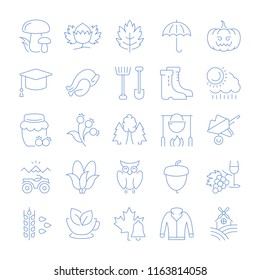 Set vector line icons, sign and symbols in flat design autumn with elements for mobile concepts and web apps. Collection modern infographic logo and pictogram.
