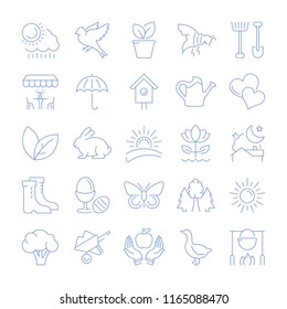 Set vector line icons, sign and symbols in flat design spring with elements for mobile concepts and web apps. Collection modern infographic logo and pictogram.