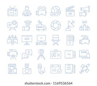 Set vector line icons, sign and symbols in flat design television with elements for mobile concepts and web apps. Collection modern infographic logo and pictogram.
