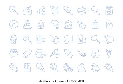 Set of vector line icons, sign and symbols of sweets for modern concepts, web and apps. Collection of infographics elements, logos and pictograms.