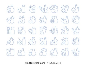 Set of vector line icons, sign and symbols of oils for modern concepts, web and apps. Collection of infographics elements, logos and pictograms.