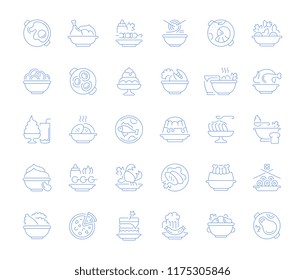 Set of vector line icons, sign and symbols of dishes for modern concepts, web and apps. Collection of infographics elements, logos and pictograms.