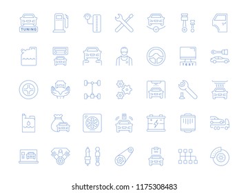 Set of vector line icons, sign and symbols of garage and car service for modern concepts, web and apps. Collection of infographics elements, logos and pictograms.