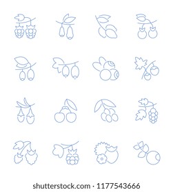 Set of vector line icons, sign and symbols of berries for modern concepts, web and apps. Collection of infographics elements, logos and pictograms.