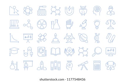 Set vector line icons, sign and symbols in flat design physic with elements for mobile concepts and web apps. Collection modern infographic logo and pictogram.
