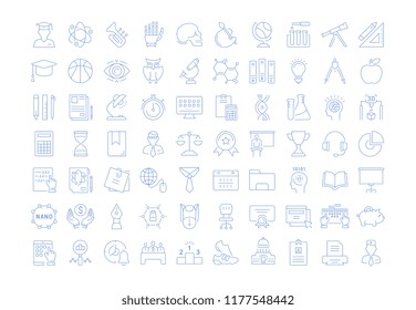 Set vector line icons, sign and symbols in flat design university, e-learning and science with elements for mobile concepts and web apps. Collection modern infographic logo and pictogram.