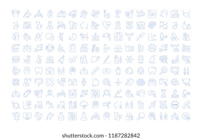 Set vector line icons, sign and symbols in flat design medicine and health with elements for mobile concepts and web apps. Collection modern infographic logo and pictogram.
