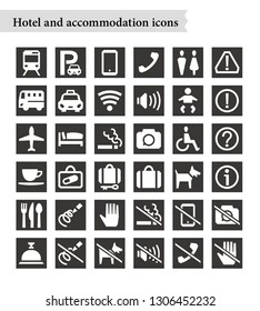 Set vector line icons, sign and symbols in flat design travel, hotel and accommodation concept