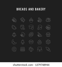 Set of vector line icons, sign and symbols of flour products for modern concepts, web and apps. Collection of infographics elements, logos and pictograms.